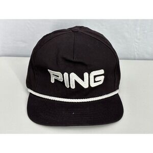 Ping Golf Hat Cap Mens Black White Rope Embroidered Logo Made Strapback Vintage